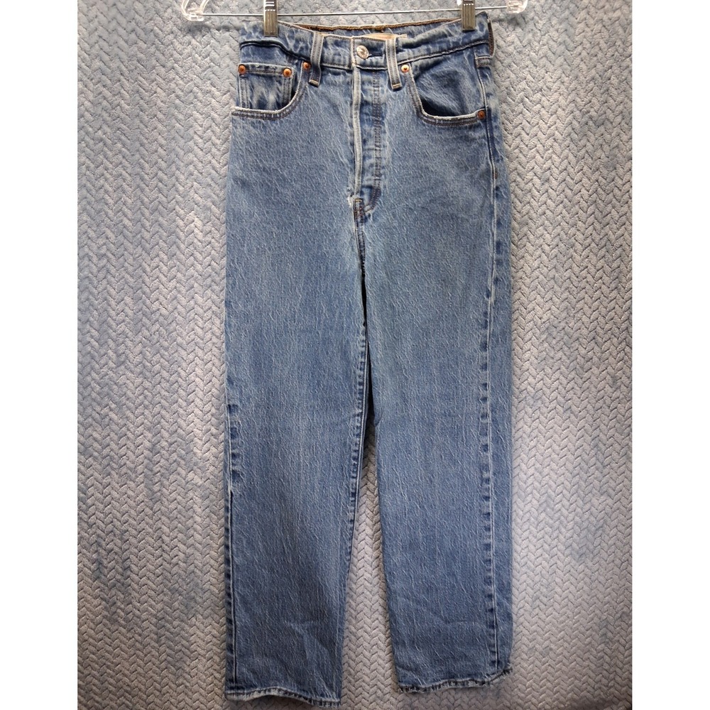 Vintage Levis Rib Cage Straight Ankle Jeans Blue Medium Wash Size 25x27 Cowgirl